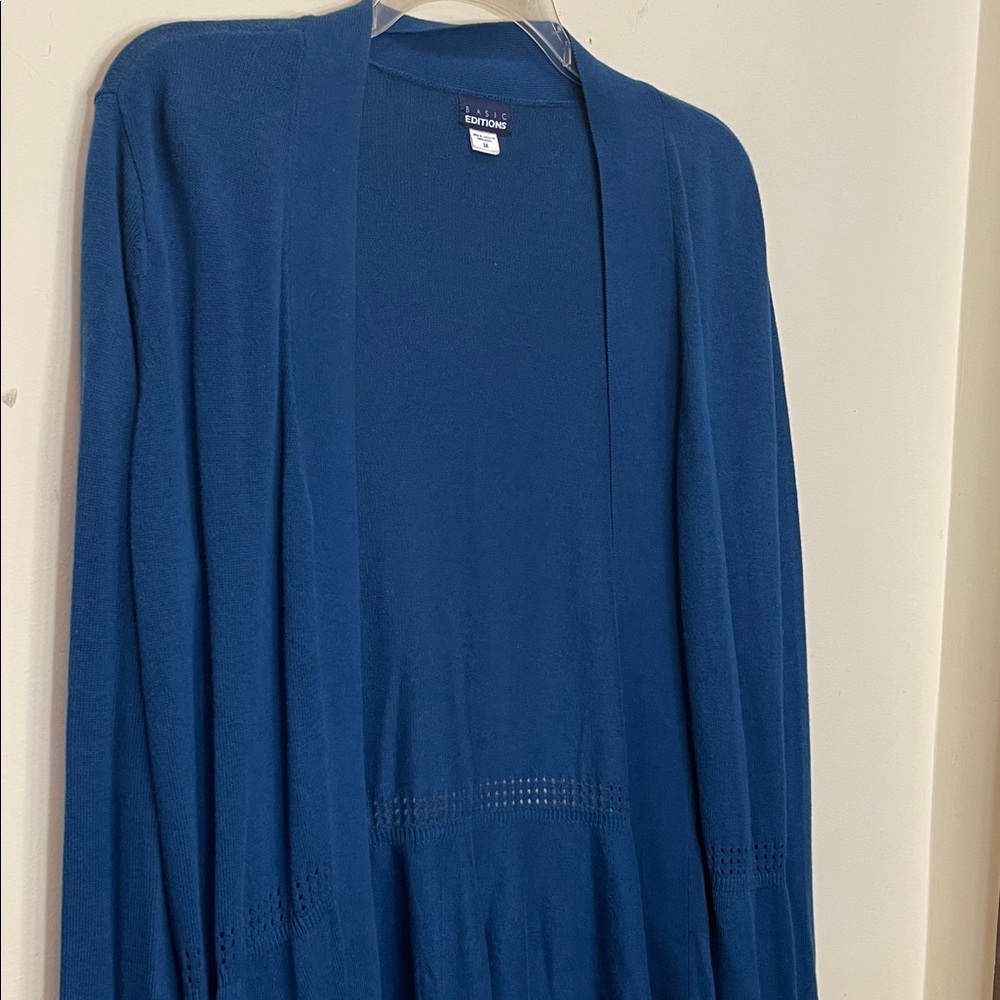 Basic Editions Teal Open Front Cardigan - Picture 2 of 9